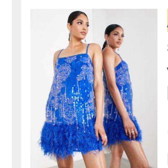 ASOS Mini Sequin Dress with Feathers size US 6 - Picture 2 of 3